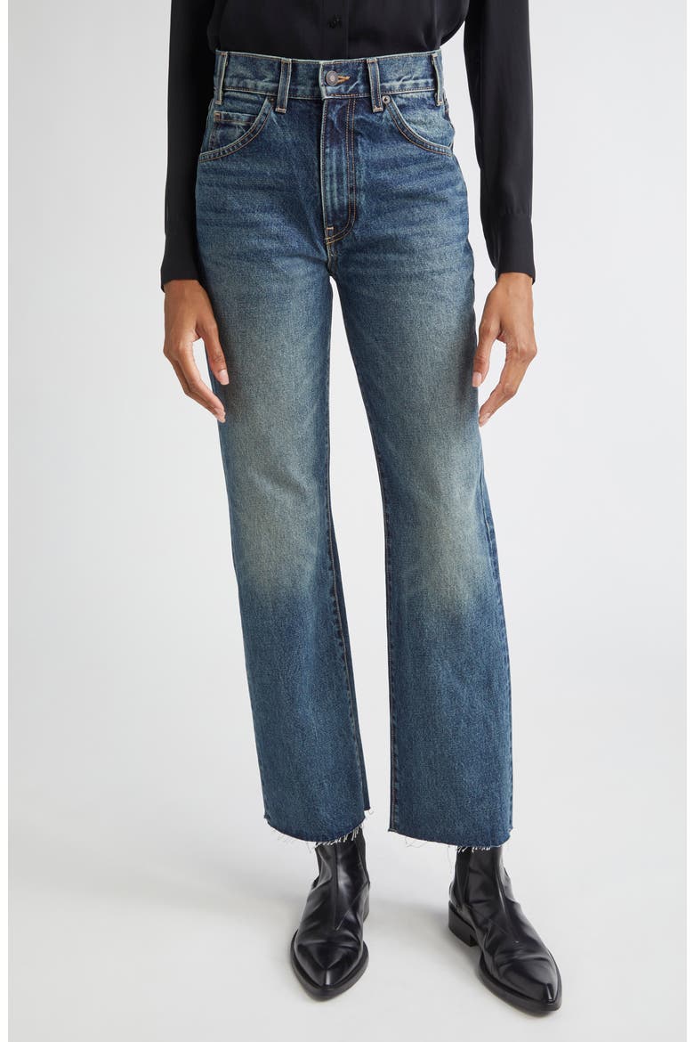 Calla Straight Leg Raw Hem Jeans, Main, color, SIMON WASH