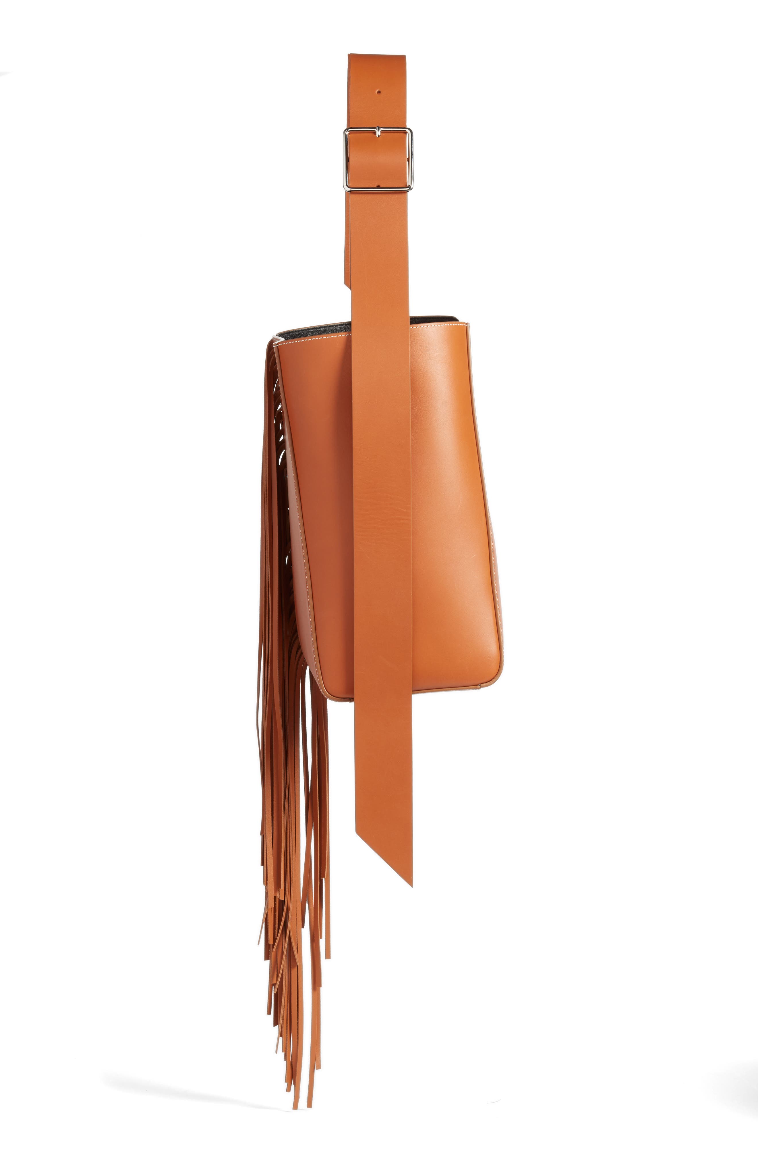 CALVIN KLEIN 205W39NYC Fringe Leather Bucket Bag, Alternate, color, 