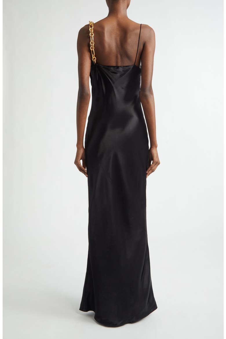 Chain Strap Satin Gown, Alternate, color, 0PA BLACK
