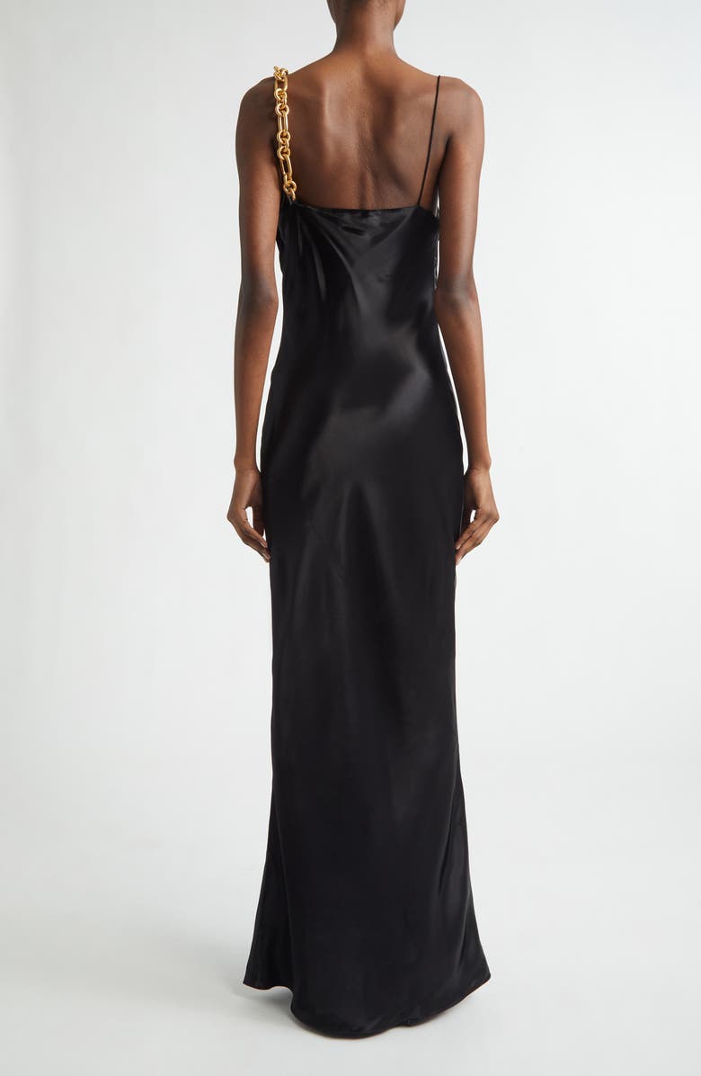 Balmain Chain Strap Satin Gown, Alternate, color, 0Pa Black