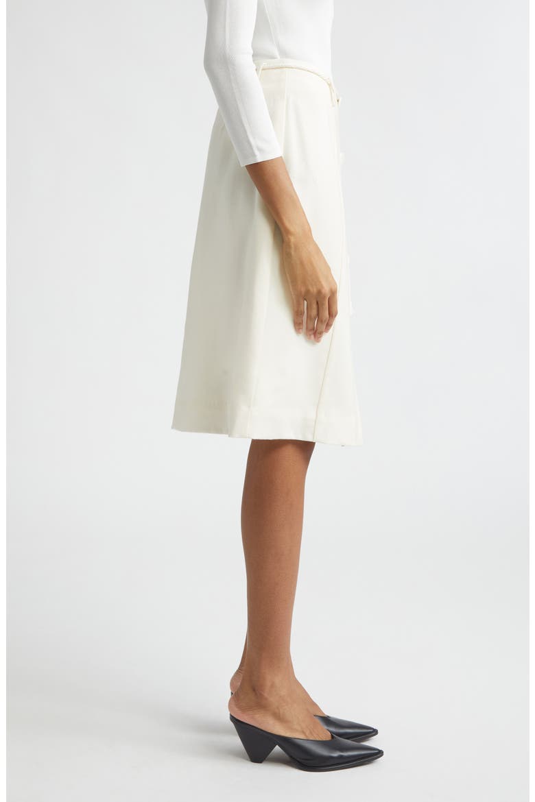 Elspeth Button Front Belted Wool Midi Skirt, Alternate, color, CREAM