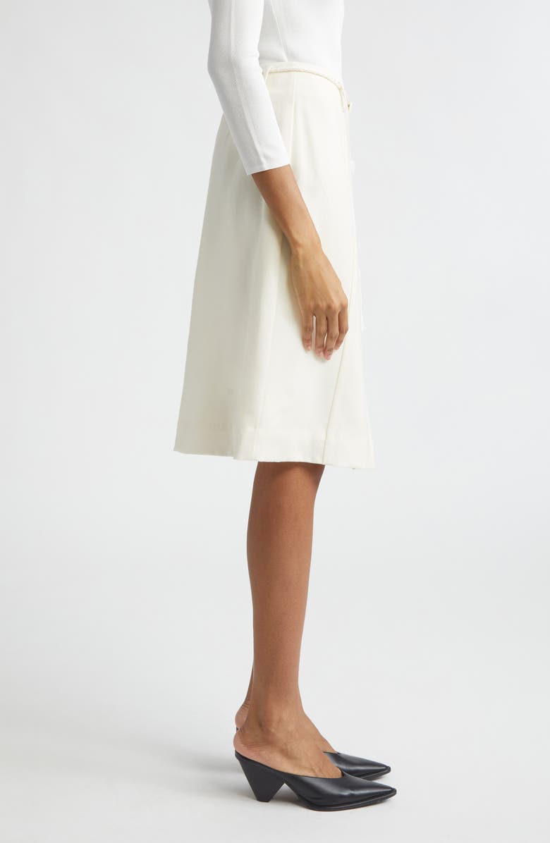 POSSE Elspeth Button Front Belted Wool Midi Skirt, Alternate, color, Cream