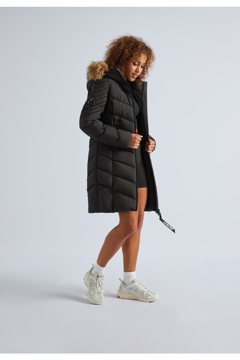 Longline Quilted Puffer Coat, Alternate, color, Black