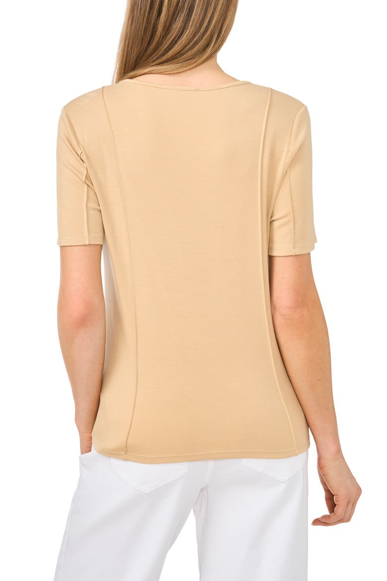 Princess Seam Short Sleeve Top, Alternate, color, PEBBLE