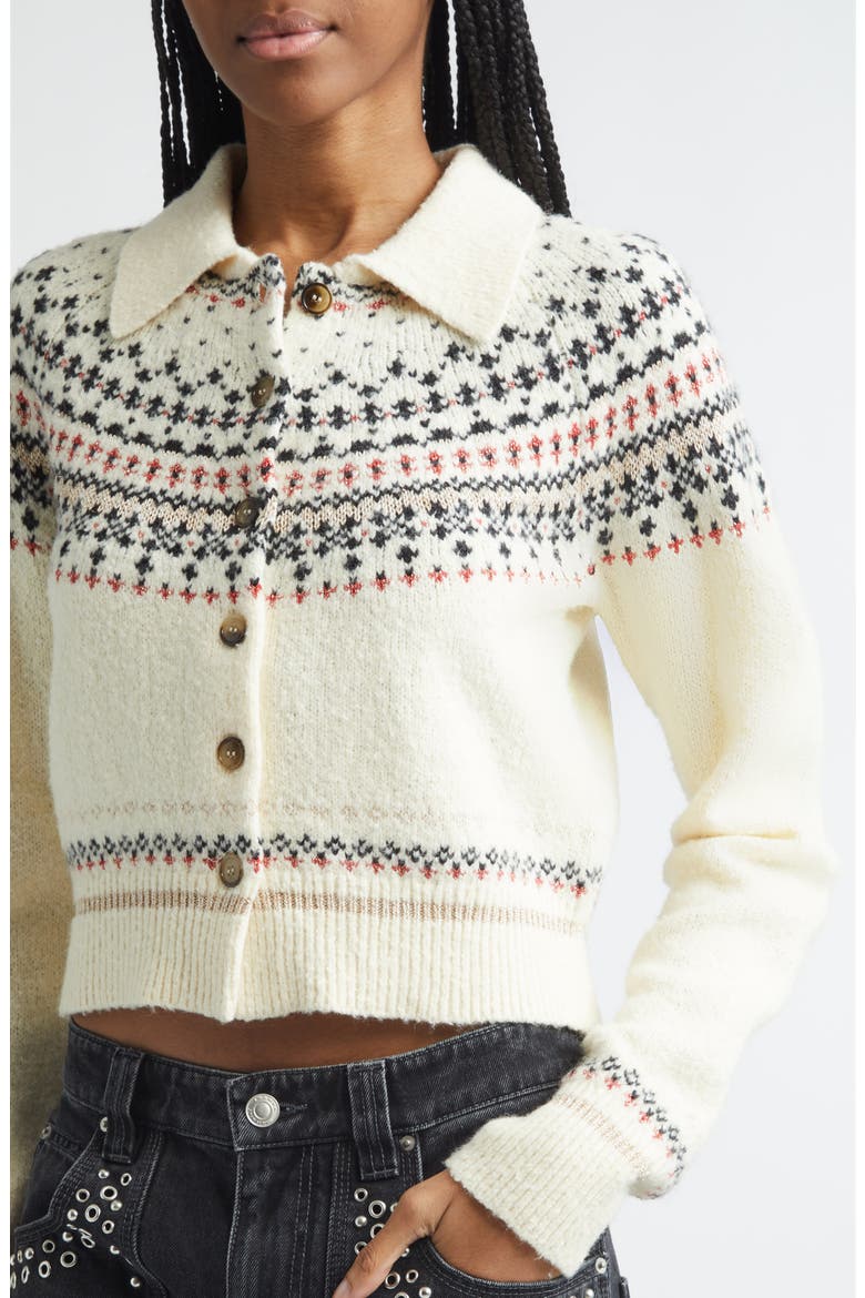 Zoe Fair Isle Wool Blend Cardigan, Alternate, color, ECRU