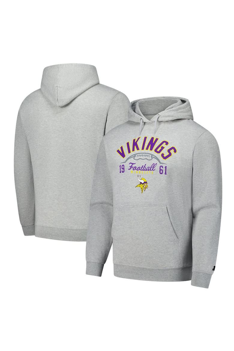 Men's Starter  Heather Gray Minnesota Vikings Pullover Hoodie, Main, color, Heather Gray