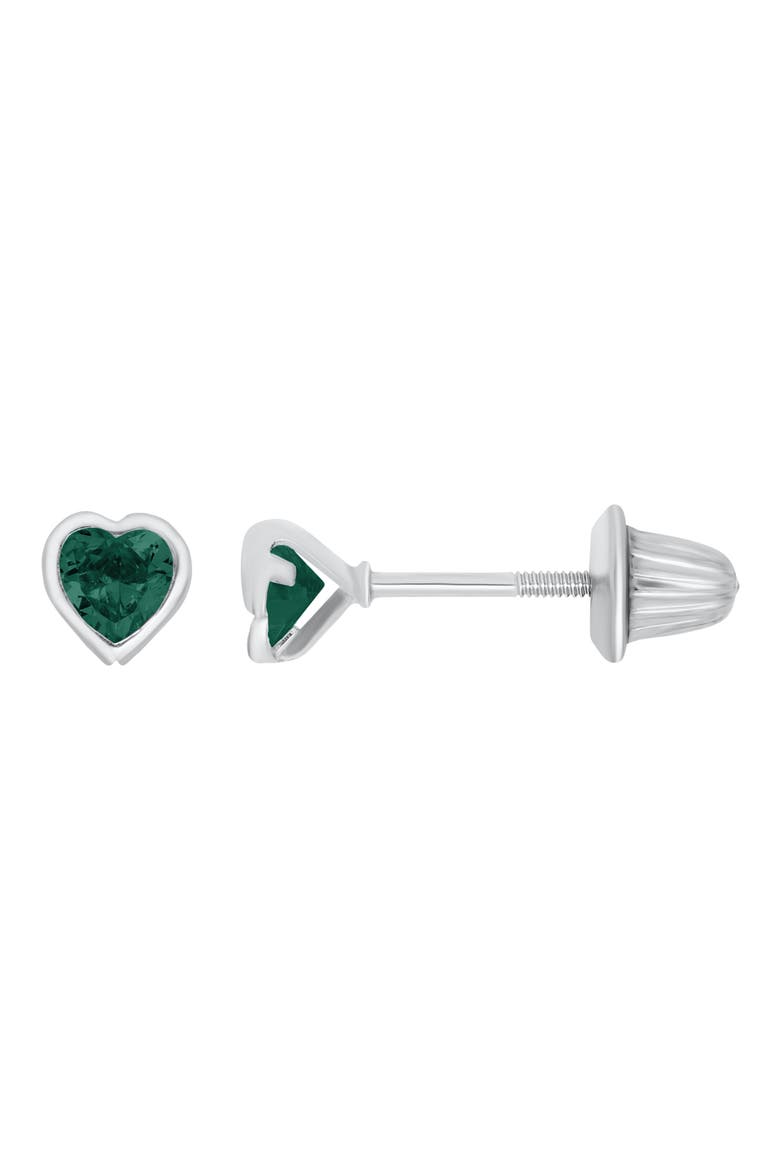 Kids' May Birthstone Stud Earrings, Main, color, GREEN
