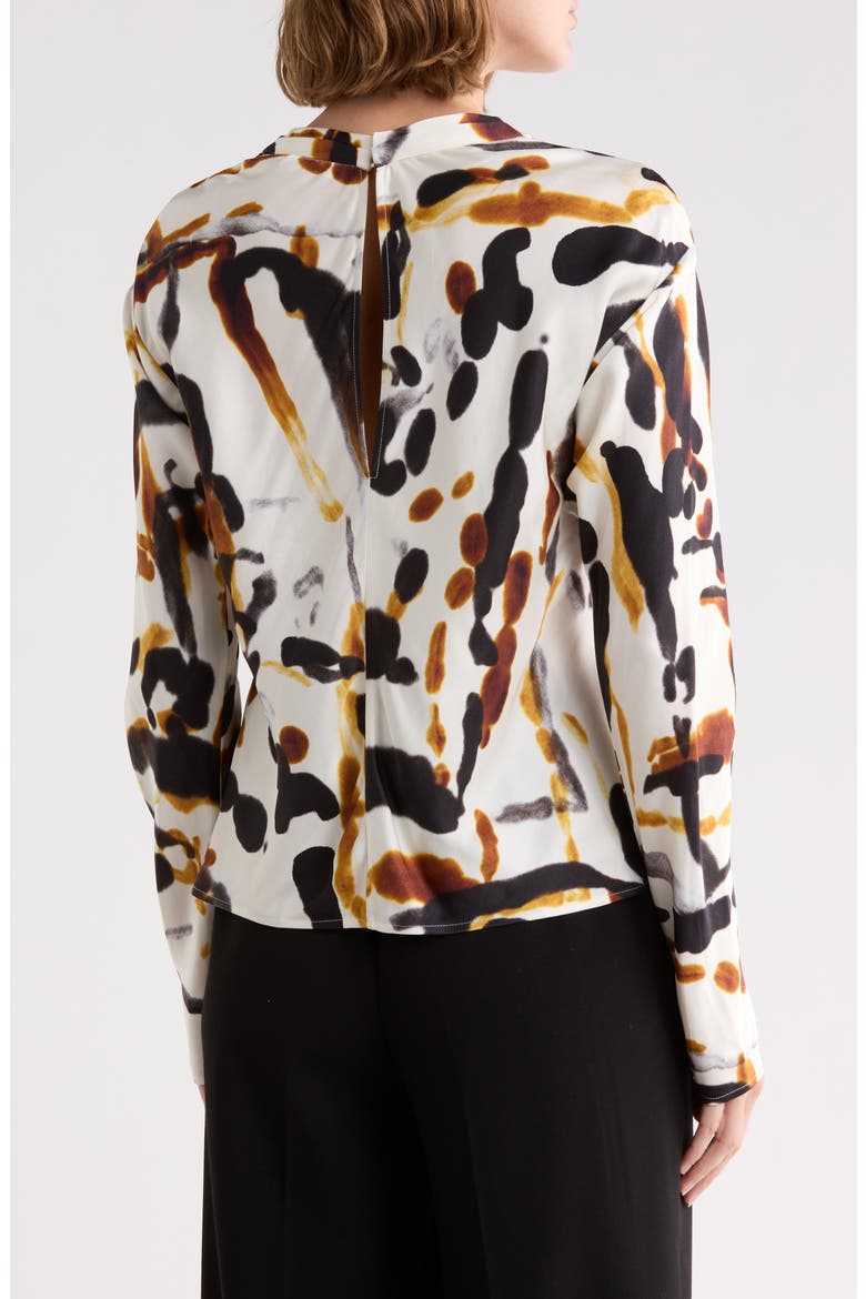 Georgia Long Sleeve Satin Top, Alternate, color, BLACK/ CAMEL