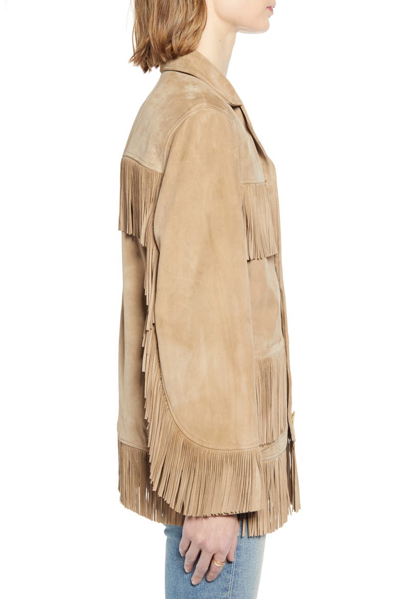 7 For All Mankind® Fringe Suede Jacket, Alternate, color, TAN