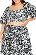 City Chic Amari Puff Sleeve Crop Top