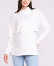 MOTHERHOOD MATERNITY Funnel Neck Pullover Nursing Sweatshirt