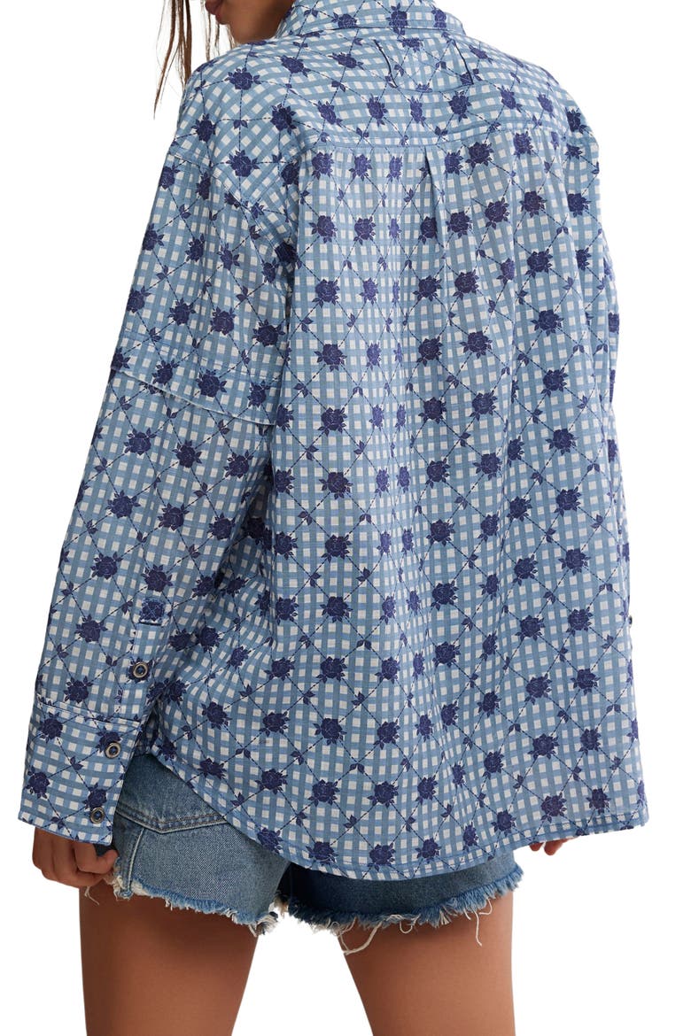 Hidden Flower Button-Up Shirt, Alternate, color, NAVY COMBO