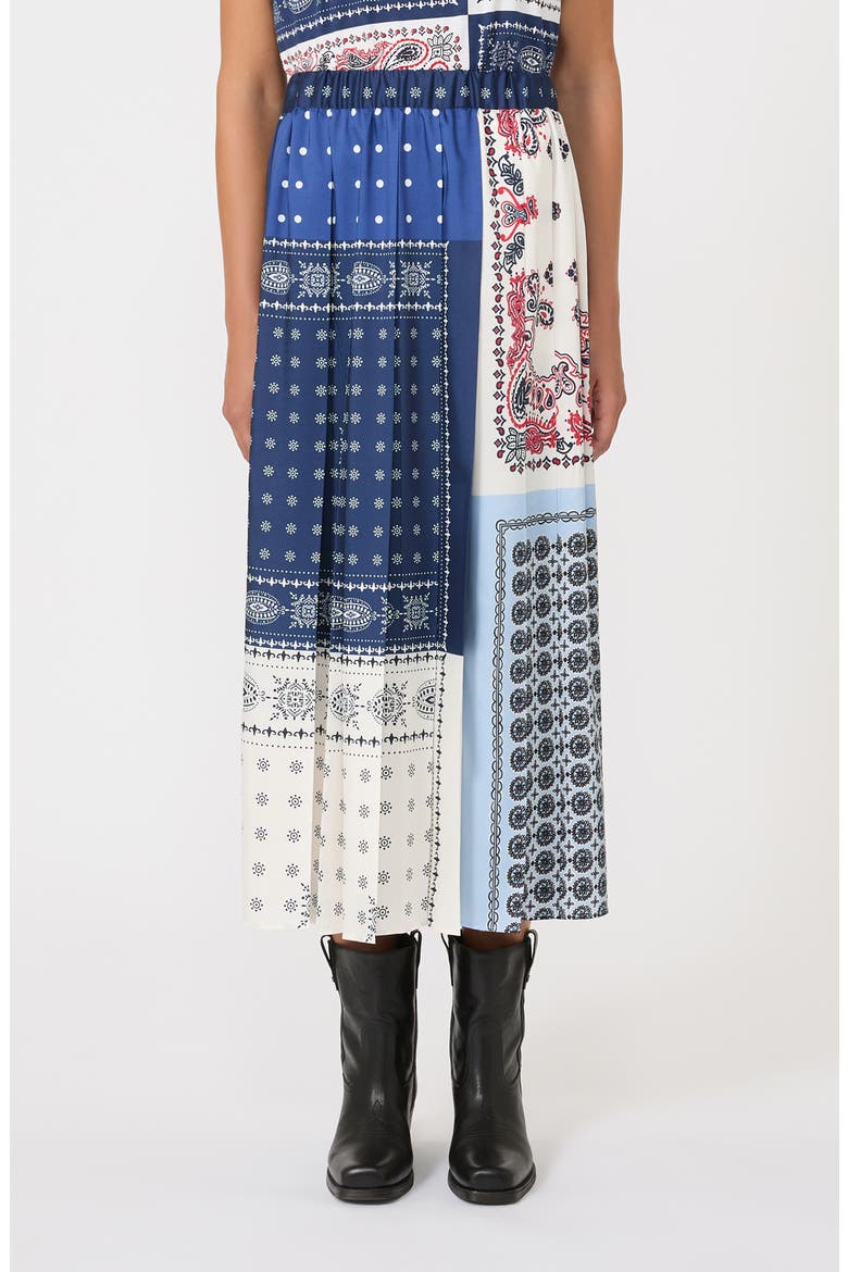 Luna Patchwork Maxi Skirt, Main, color, NAVY