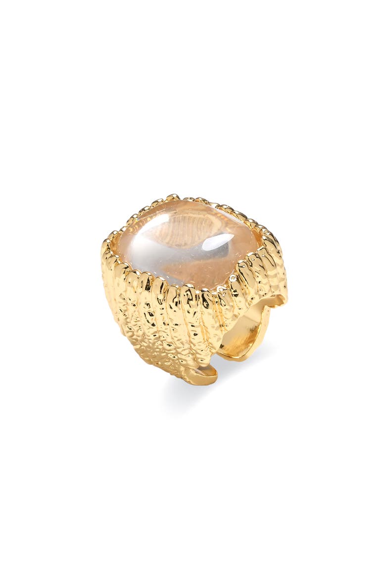 Regal Reflection Glass Crystal Ring, Main, color, GOLD