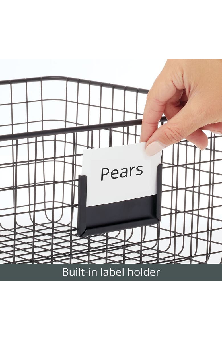 mDesign Large Steel Kitchen Organizer Basket with Label Slot, 12 x 9 x 6 - 4 Pack, Alternate, color, 