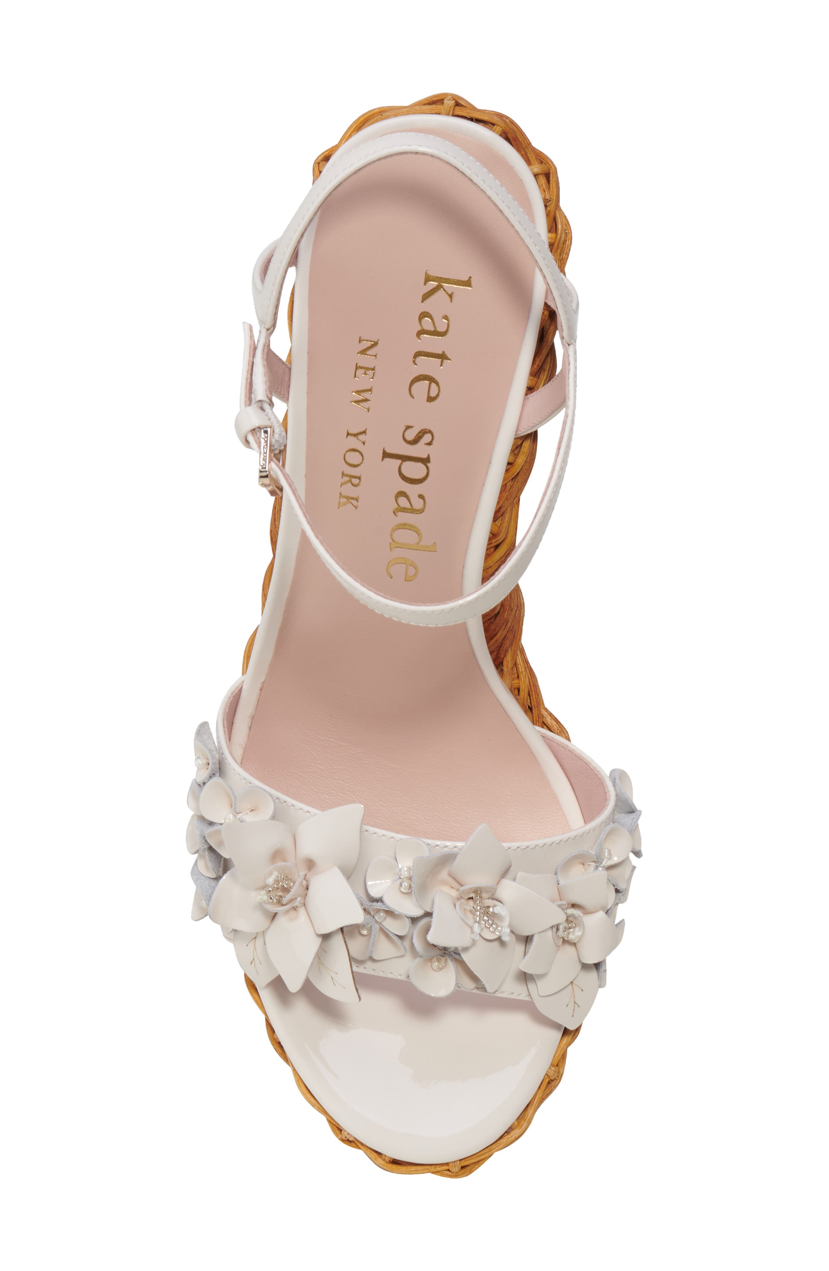 Kate Spade New York fiori wicker wedge sandal, Alternate, color, Parchment