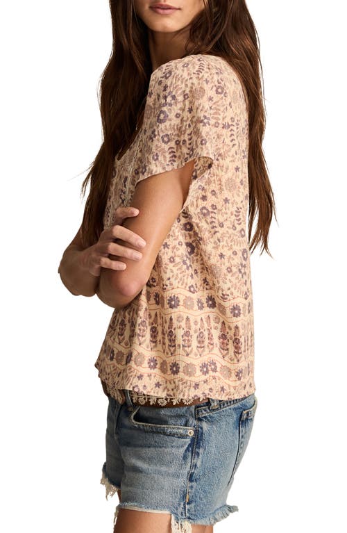 Lucky Brand Lace Trim Top In Multi