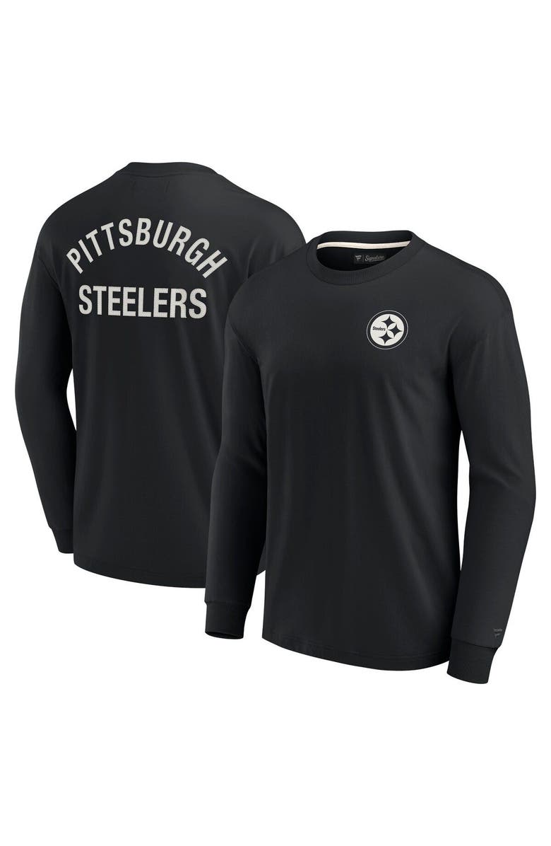 Fanatics Signature Unisex Fanatics Signature Black Pittsburgh Steelers Elements Super Soft Long Sleeve T-Shirt, Main, color, 