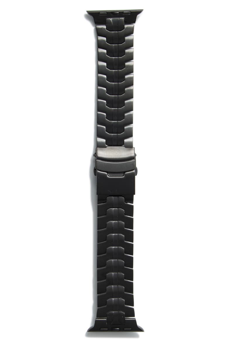 Stainless Steel Bracelet Apple Watch® Watchband, Alternate, color, BLACK- STAINLESS