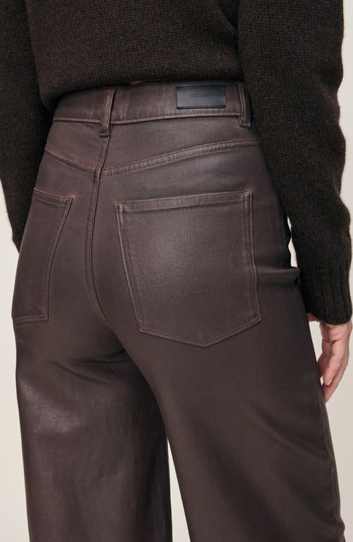 Dl1961 Hepburn Coated High Waist Wide Leg Jeans In Brown