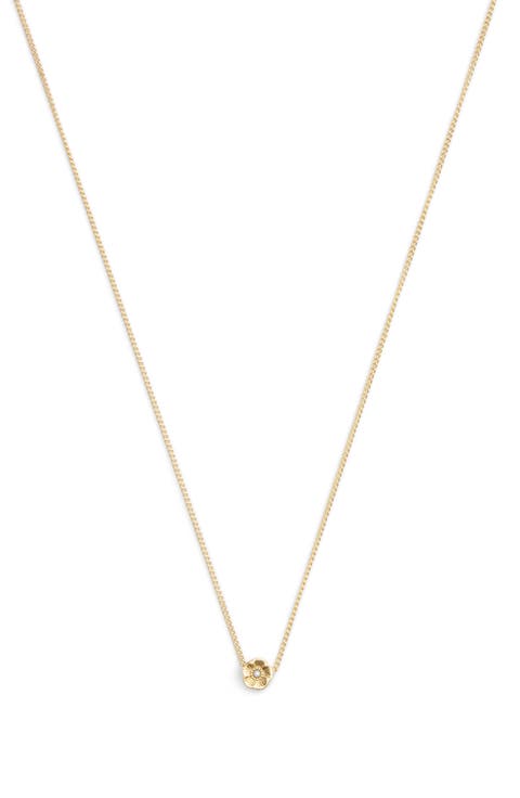 Faux Pearl Tearose Pendant Necklace