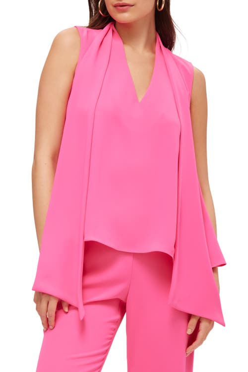 Trina Turk V Neck Circuit Top With Front Ties In Love All Pink