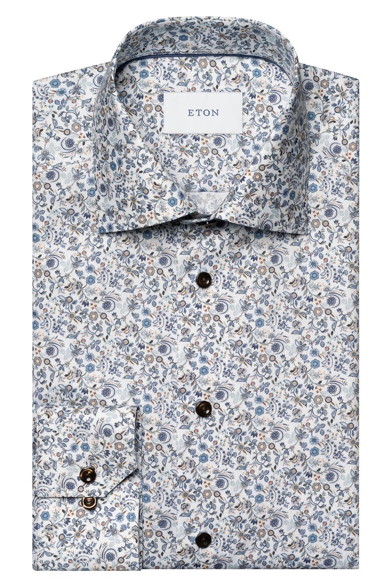 Slim Fit Floral Dress Shirt, Main, color, DARK BLUE