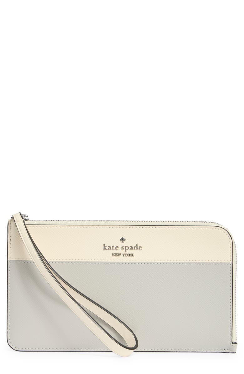 Kate Spade New York lucy colorblock medium l zip wristlet, Main, color, Platinum Grey Multi