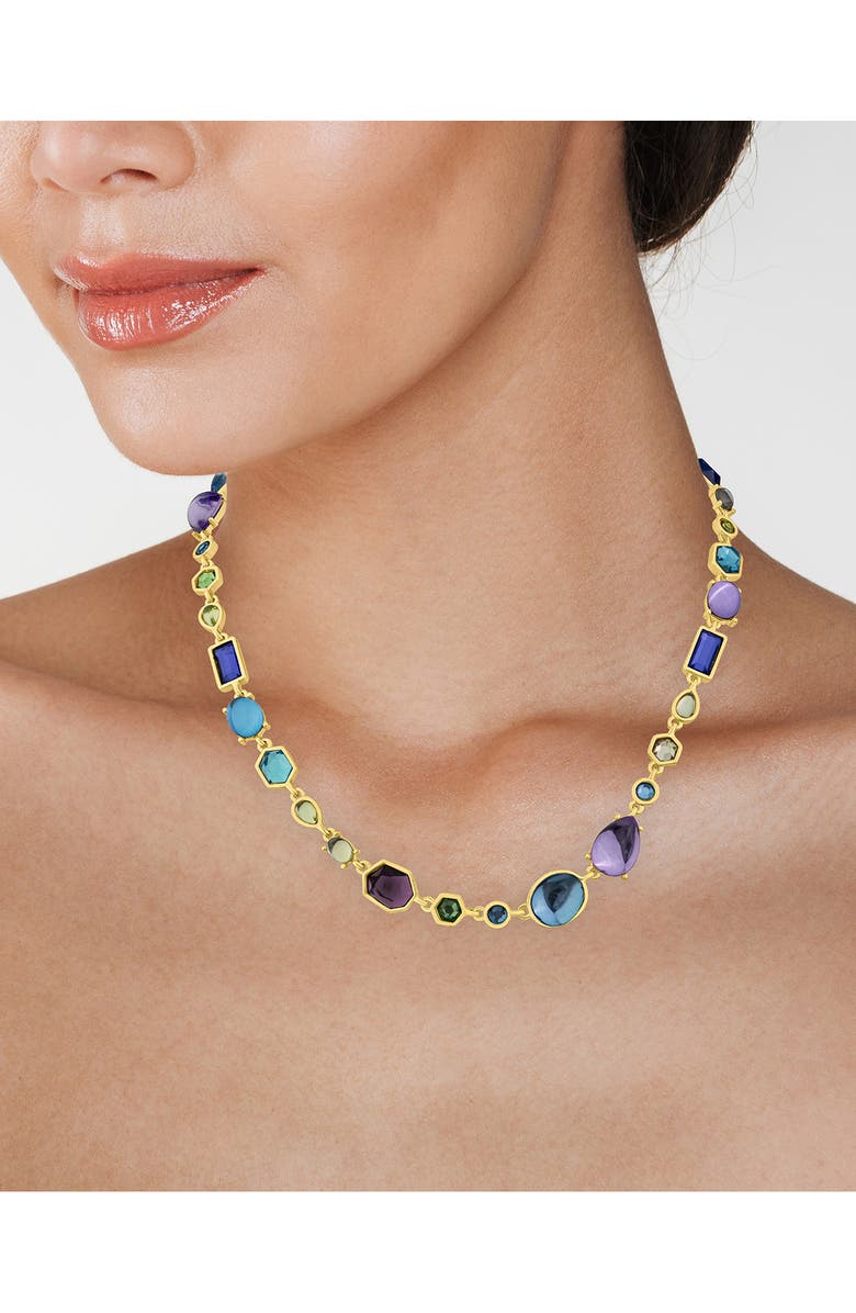 JARDIN Multicolor Imitation Stone Collar Necklace, Alternate, color, Teal Multi
