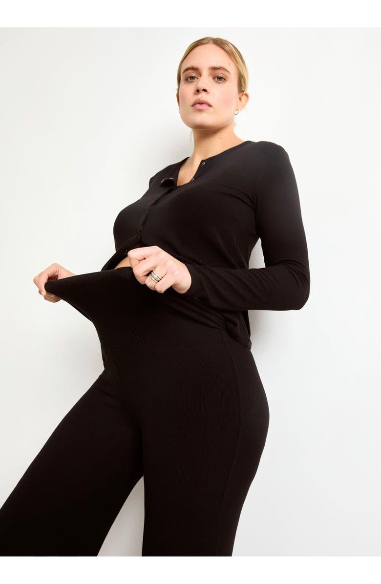 HATCH Collection The Softest Rib Over Under Relaxed Pant, Main, color, Black