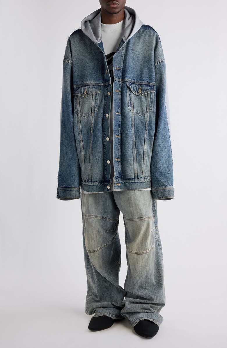 Balenciaga Hybrid Logo Jacket, Alternate, color, 4245 Sun Bleached Blue