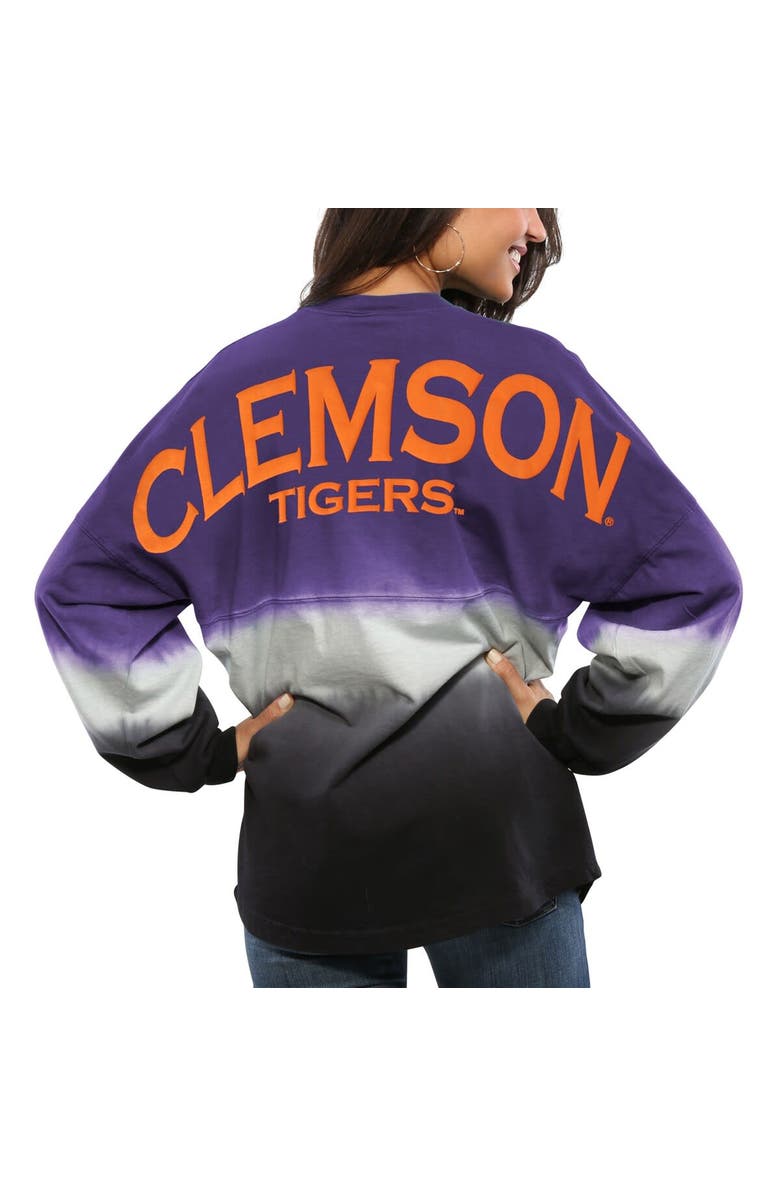 SPIRIT JERSEY Women's Purple Clemson Tigers Ombre Long Sleeve Dip-Dyed Spirit Jersey, Main, color,
