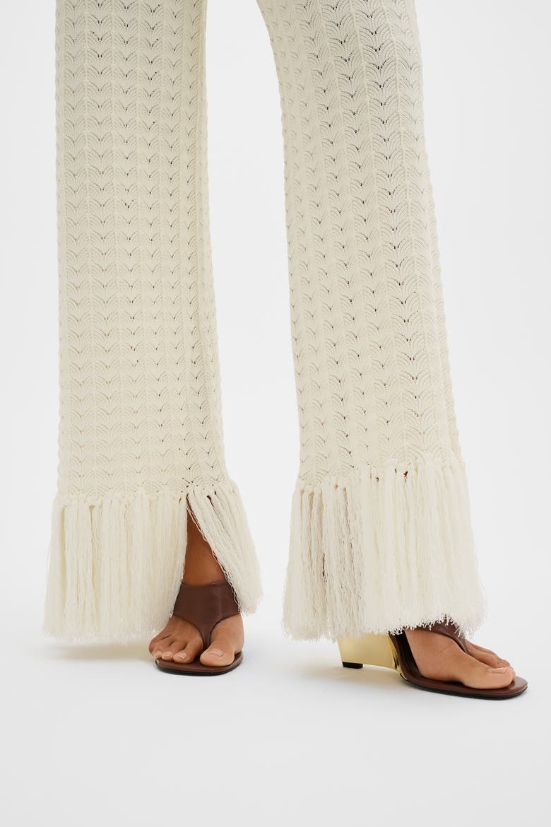 Alycia Knitted Fringe Pants, Alternate, color, White