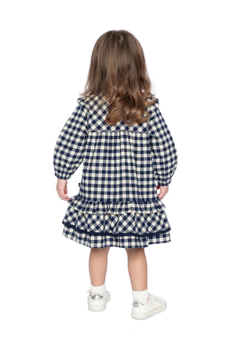 Gingham Frilled Heart Pocket Shirt Dress, Alternate, color, Blue and White Gingham Print