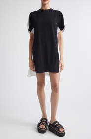 Sacai Mixed Media Knit & Poplin Minidress
