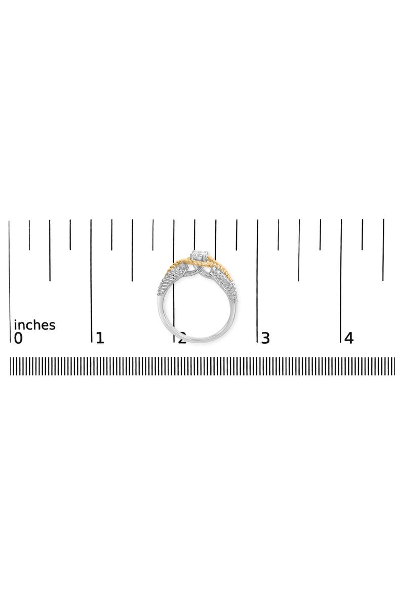 14K Two-Toned Gold Diamond 3/8 Cttw Diamond Split Shank and Halo Engagement Ring, Alternate, color, Yellow