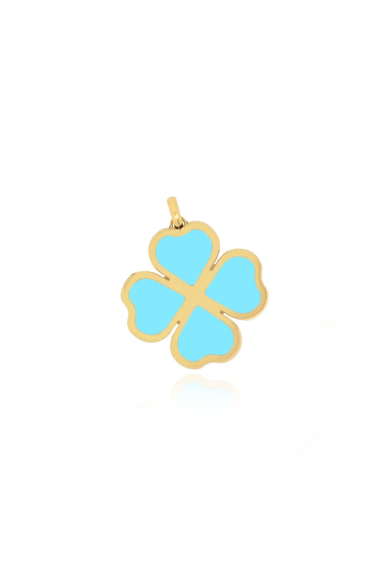 The Lovery Fine Jewelry Turquoise Lucky Clover Charm, Main, color, Turquoise
