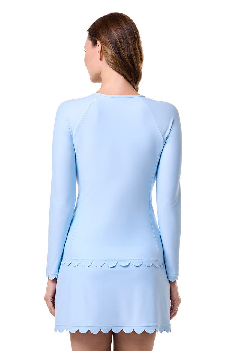 Women's Stony Coral Scallop Long Sleeve Rash Guard, UPF 50+ Sun Protection, Alternate, color, Skyride
