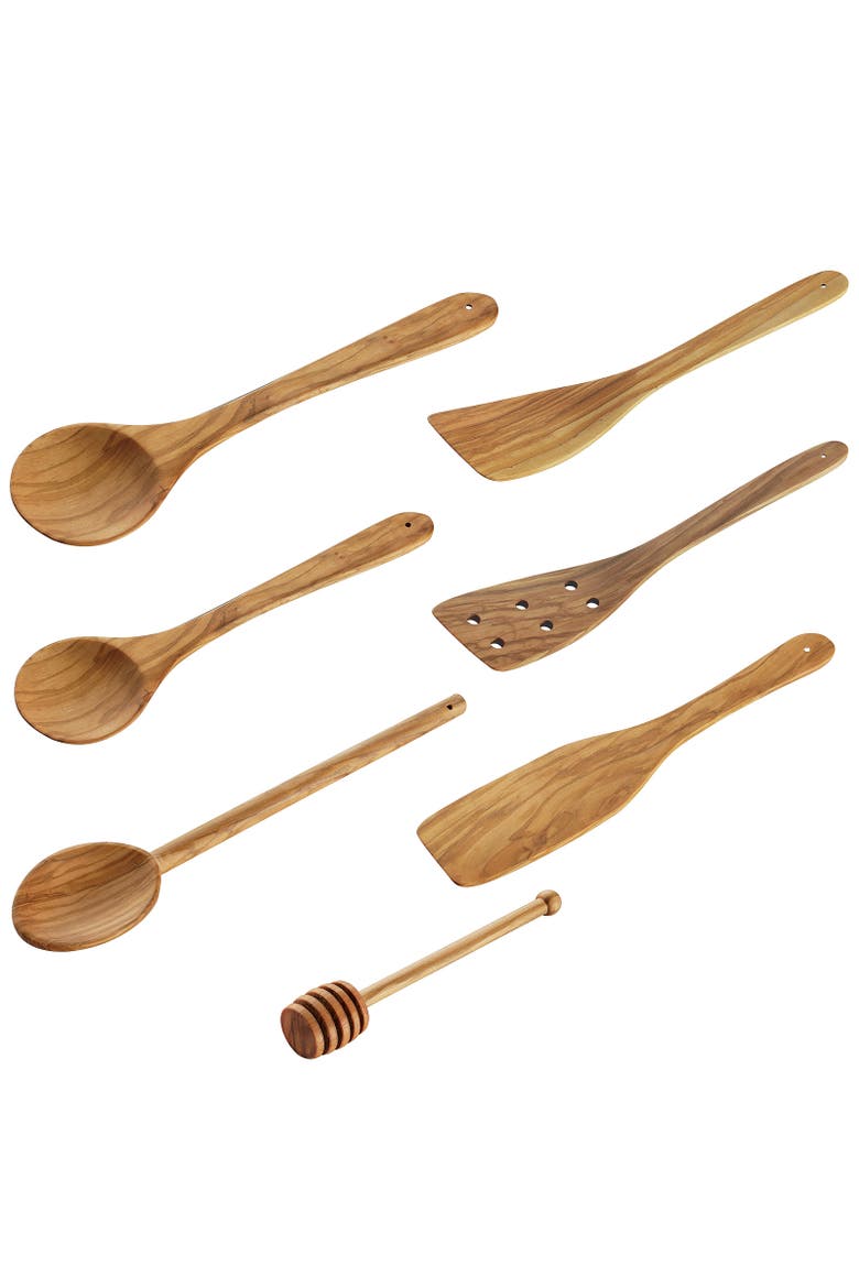 Toscana Olivewood 7 Piece Utensil Set, Main, color, Brown