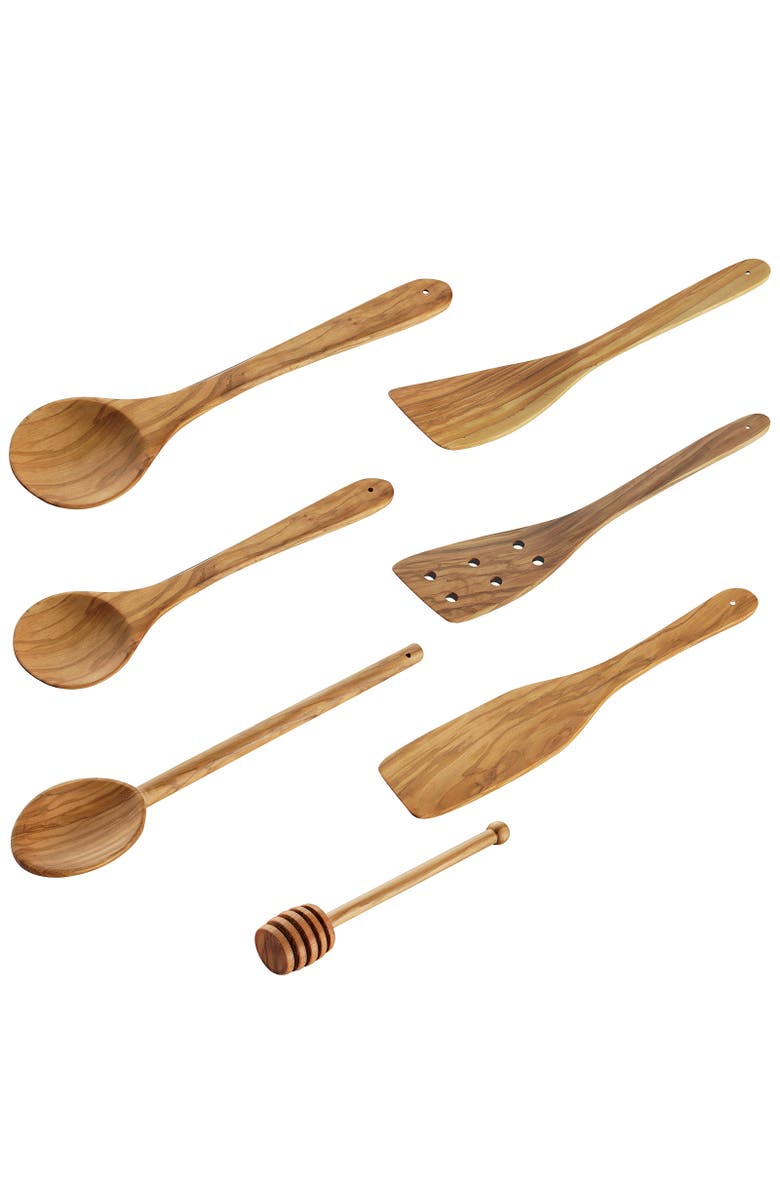 CILIO Toscana Olivewood 7 Piece Utensil Set, Main, color, Brown