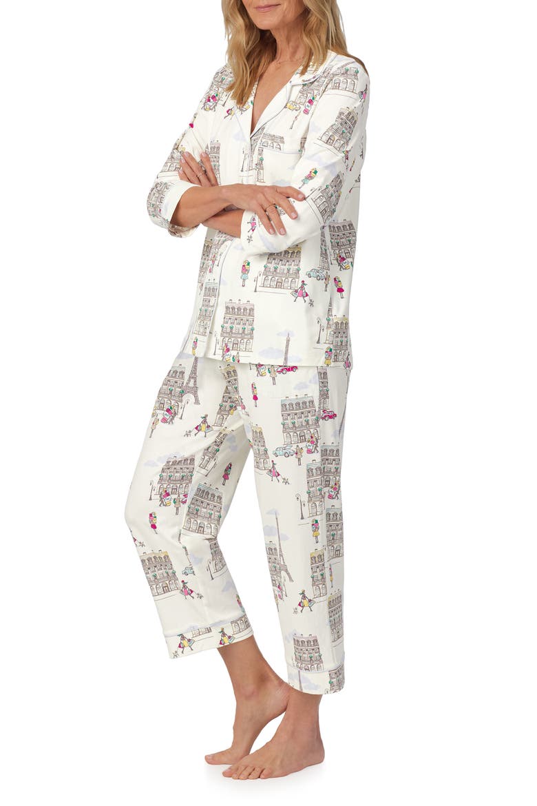 Print Jersey Crop Pajamas, Alternate, color, LETS GO SHOPPING