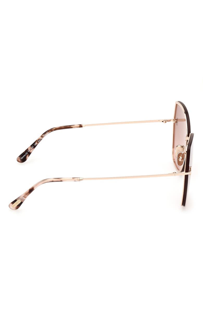 TOM FORD Nickie 62mm Oversize Gradient Butterfly Sunglasses, Alternate, color, Rose Gold Havana / Pink