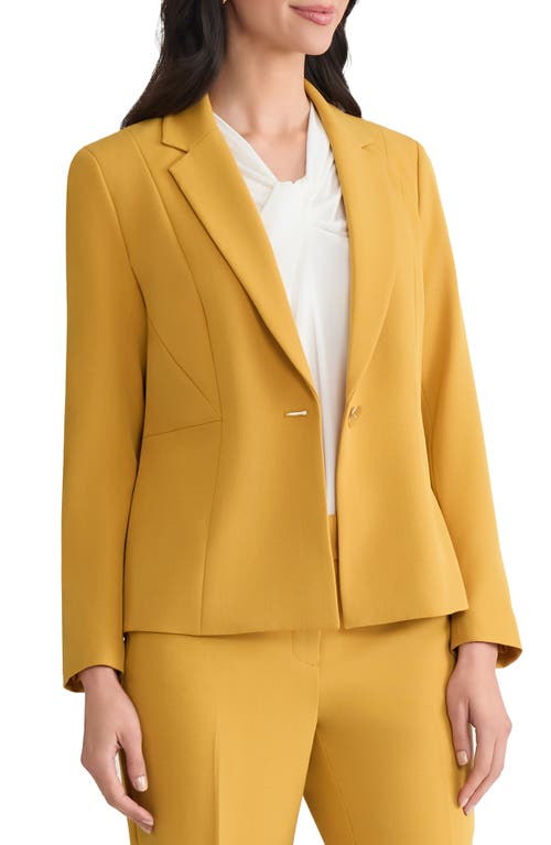Kasper Stretch Crepe One-button Blazer In Yellow