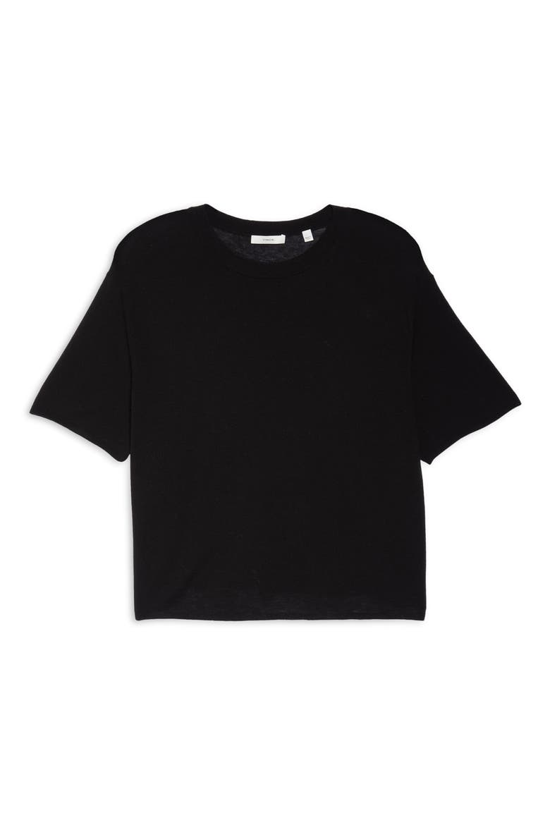 Easy Short Sleeve Wool & Cashmere Blend Sweater, Alternate, color, BLACK