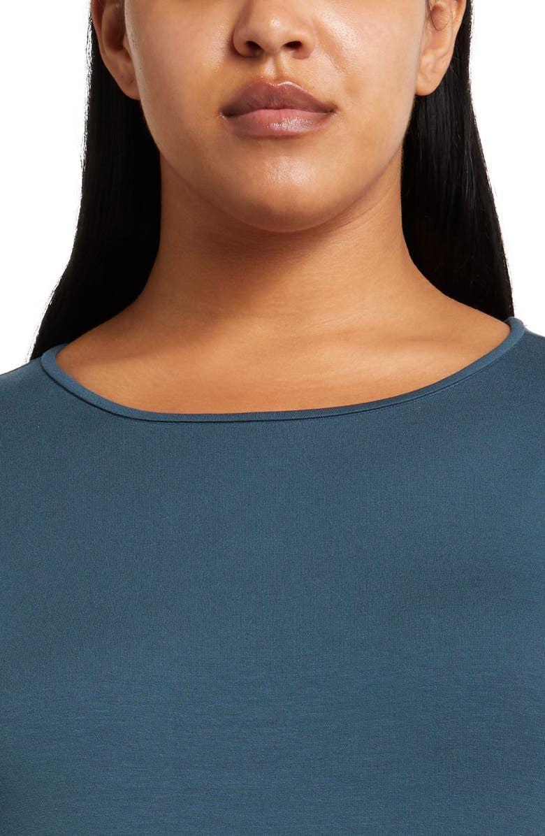 Eileen Fisher Long Sleeve Jersey Midi Dress, Alternate, color, 