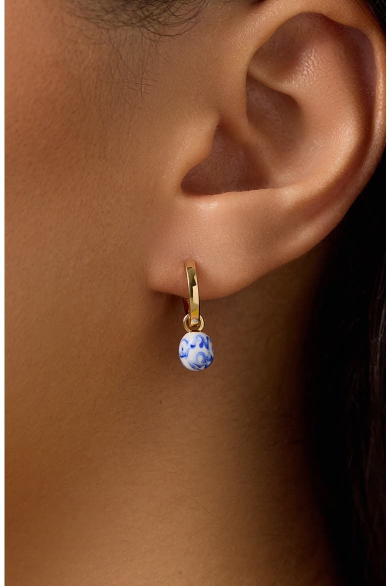 Gold Drop Earrings - Lainey Marble Blue, Alternate, color, Marble Blue/ Gold