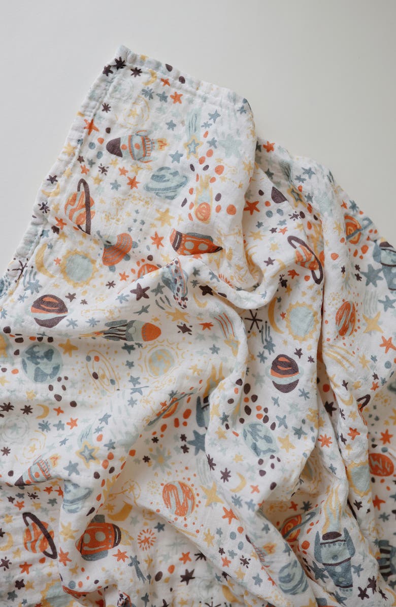 Mushie Muslin Swaddle Blanket, Alternate, color, Space