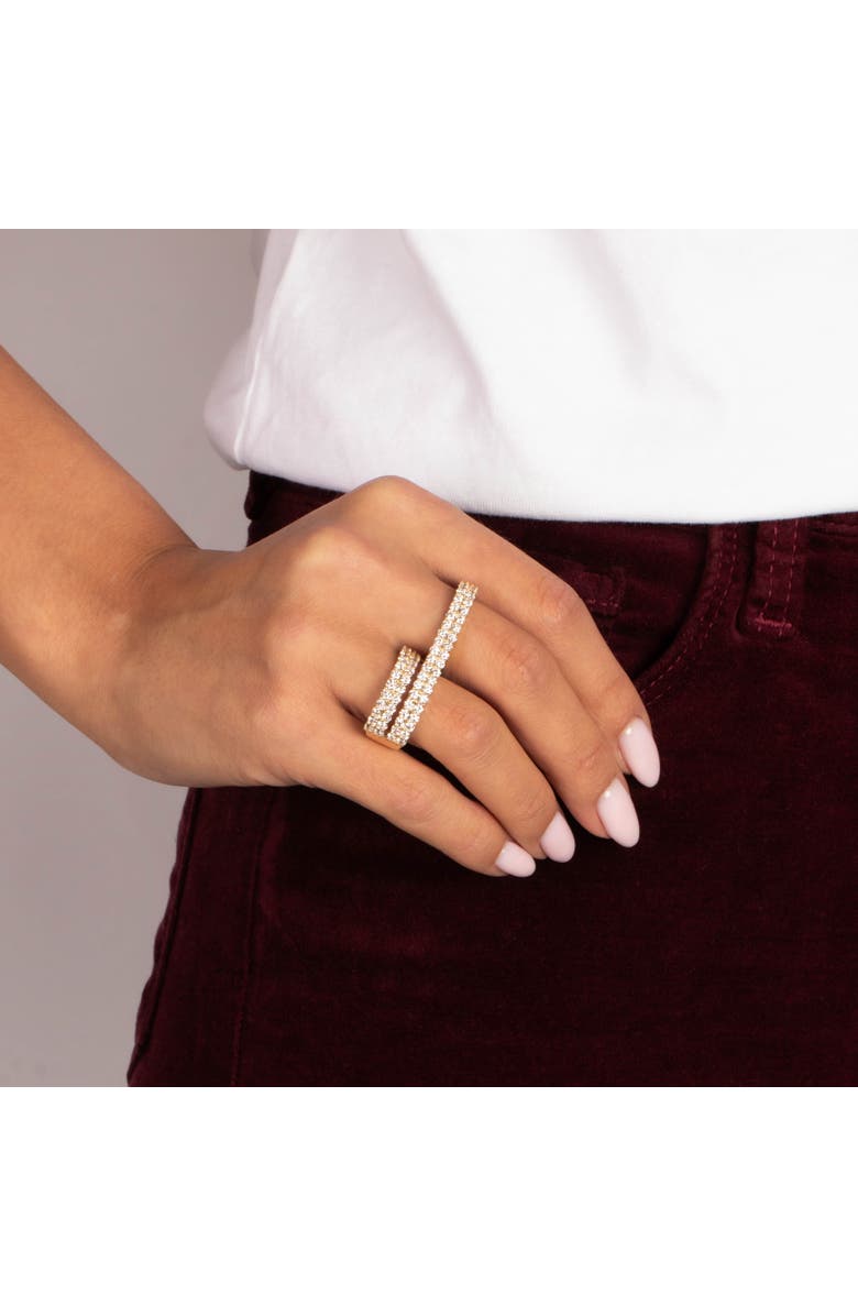 BY ADINA EDEN Lab Grown Diamond Double Finger Ring 14K, Alternate, color, 14K White Gold