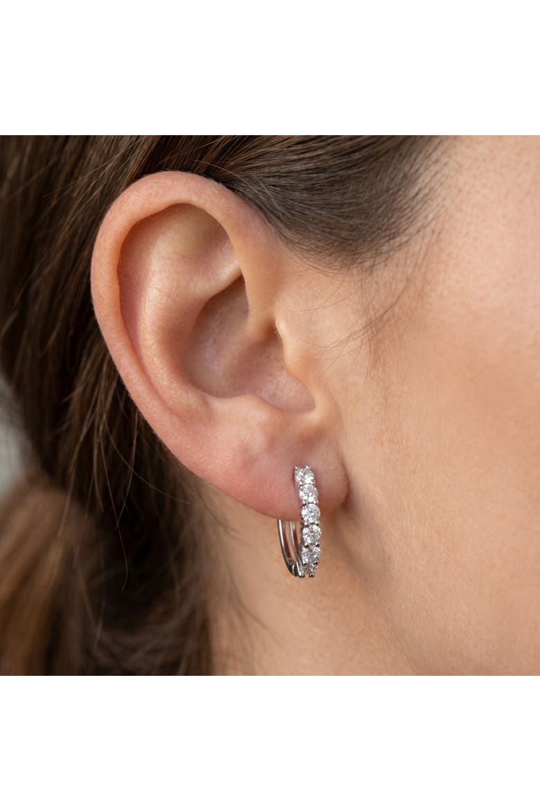 3/4Ct TW Lab Grown Diamond Hoops Silver 1/2" Tall, Alternate, color, Silver