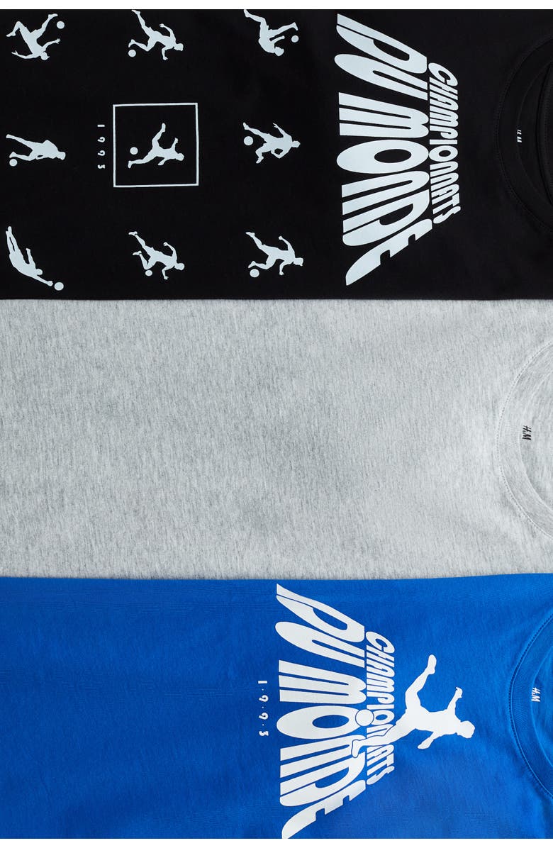 H&M 3-pack Cotton T-shirts, Alternate, color, Blue/Championnats Du Monde